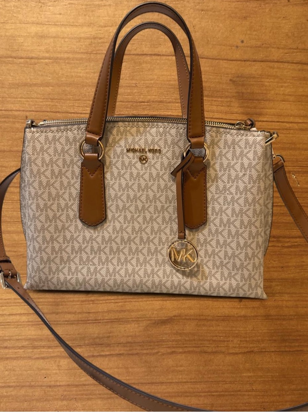 Michael Kors Beige Signature Satchel